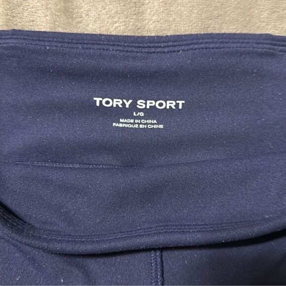 TORY SPORT L Navy Crop White Light Reflective Athletic Leggings - Picture 10 of 14